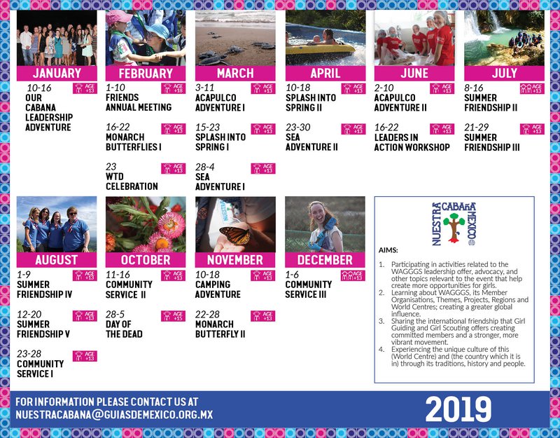Our Cabana 2019 Events Calendar