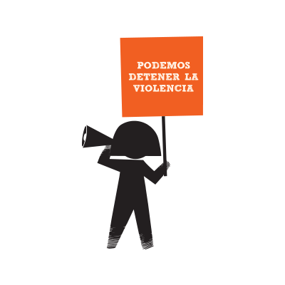 Girl with Stop the violence placard